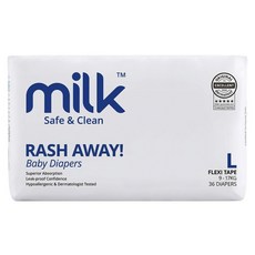 milk TM 鎖水芯牛奶尿布 黏貼型 9~17kg, 36片, L