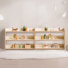 윌로우 조이 마이비 낮은 오픈형 교구장 3단 826 x 564 mm 방문설치, 화이트 + 자작나무