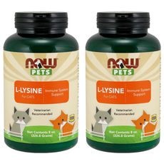 NOW Foods 貓用離胺酸粉 8 oz (226.8 Grams) 獸醫推薦, 2罐, 維持抵抗力