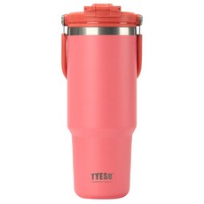 TYESO 泰碩 二代 304不鏽鋼手提保溫冰霸杯, 西柚粉, 900ml, 1個