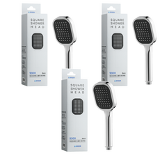 DOOJIN 不易殘留水痕方形手持式蓮蓬頭 S300, 黑色, 3個