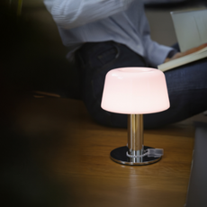 쉬폰 케이크 미드센츄리 인테리어 무선 무드등, 핑크 + 실버