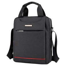 BAIRUN 帆布側背包 直款, 黑色, 29 x 24 x 6cm, 1入