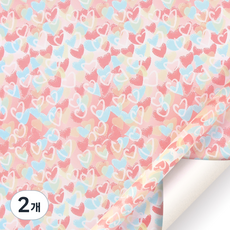 미소로운 선물 포장지 43 x 300 cm, 하트, 2개
