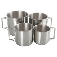 CLS 不鏽鋼握把杯4件組 220ml + 330ml + 500ml + 660ml, 1組, 銀色