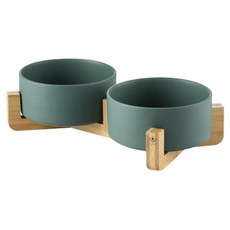 딩동펫 반려동물 모던 세라믹 식기 1단 2구 L, 그린, 1개