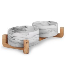 DING DONG PET 寵物時尚陶瓷餐具, 大理石紋灰色, 1個