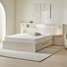 웰퍼니쳐 헤일로 LED 호텔식 수납침대 프레임 + 사이드 패널 2P 방문설치, 라이트그레이