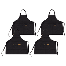 北歐風帆布圍裙 加長綁帶 可調肩帶 口袋設計, 經典黑, 2組