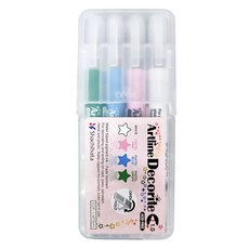 Shachihata 寫吉達 Artline Decorite 圓頭螢光水板筆 粉彩系列 1.0mm Set 4支, 白色 + 粉紅色 + 粉藍色 + 粉綠色