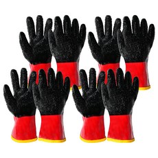 HANWOO PVC塗層刷毛防寒手套 雙手組 黑色, 4套