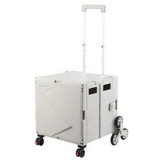 AOTTO 創意傢俱 升級款加厚折疊可爬梯八輪購物車 AC-233W 68L, 米白色, 1個