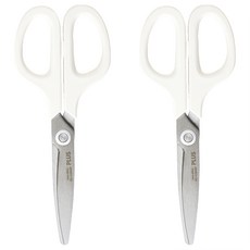 PLUS 普樂士 透明不沾膠弧線剪刀 白色 - 辦公家用剪裁必備, 2支