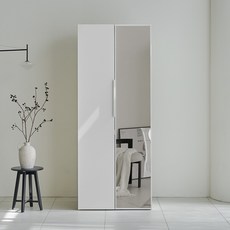 웰퍼니쳐 카린 높은 옷장 시리즈 거울형 800 방문설치, 화이트