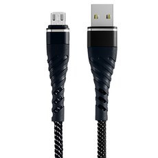 KTnet 廣鐸 USB-安卓強化插拔旋風線 2.5A, 黑色, 1m, 1條