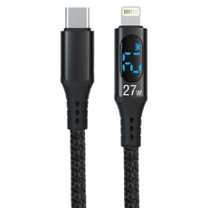 HOLiC TC to IP數顯充傳線 PD 27W 高密度編織 快速充電, 100cm, 1個, W095