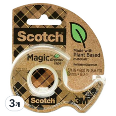 쓰리엠 스카치 매직테이프 그리너 디스펜서 18mm x 15m 123, 3개, 투명