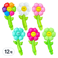 Party09 雛菊長柄氣球6件組, 混合色, 12個