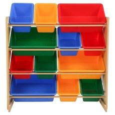 DELSUN 岱森城 木質十二格玩具收納架 5608 9.8kg, 4層, 繽紛彩虹