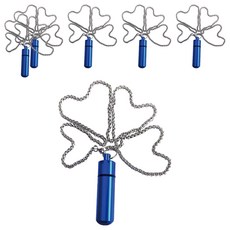 感恩使者 隨身緊急備用藥瓶 藥丸項鍊 鉛合金/鈦/不鏽鋼 5.2x1.38cm 藍/黑/銀色, 6個