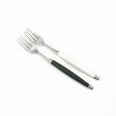 보겐 국내생산 르비앙 샤틴 커트러리 티포크 2p, 화이트, 딥그린, 1개