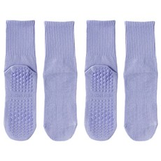 麥克健身 矽膠防滑瑜珈長襪-全腳掌矽膠防滑顆粒 進口純棉材質 高彈力不變形 均碼設計, 紫色, 2雙