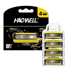 哈威爾 5層刮鬍刀片 4入刀頭 吉列相容, 1個, 4入