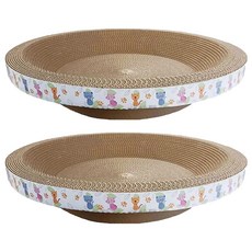 寵物夢工廠 彩繪貼紙貓抓板 圓形款, 顏色隨機, 2個