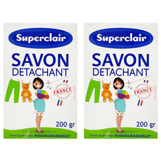 Superclair 衣物去漬皂, 法國原裝進口, 添加小蘇打, 有效去汙, 200g, 2個