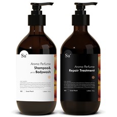 Su Organic 香氛洗髮精 1050ml+護髮素 1050ml組 蜜桃香, 1組
