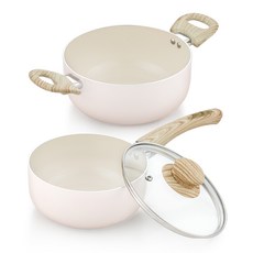 QUEEN SENSE IH感應湯鍋2入組, Baby Pink, 單柄湯鍋16cm+雙耳湯鍋20cm, 1組