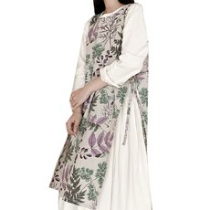 hansday 花紋綁帶式側開衩圍裙, 紫羅蘭葉, 1入