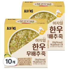 엘빈즈 유아용 이지밀 실온 이유식, 한우무배추, 220g, 10개