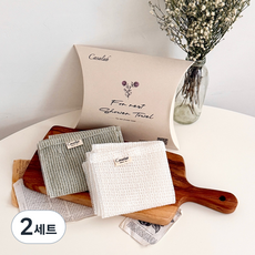 CasaLab Rest 沐浴巾套組, 2套, 白色(韓紙), 綠色(竹子), 2入