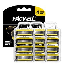 HAOWELL 豪威 5層刀片 吉列 Fusion Power 相容 優質緊密貼合刮鬍刀片, 3個, 4入