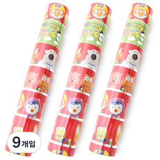 투영디자인 뽀로로 포장지 소 26.5 x 1800cm, 레드, 9개입