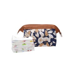 棉紗花紋手帕 10入+收納包