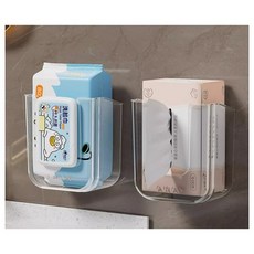 Newtopia 壁掛式浴室濕紙巾收納盒 12.5 x 15 x 7.5cm, 透明白色, 2個