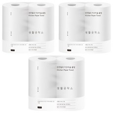 Saengong 生活工作所 天然紙漿捲筒式廚房紙巾, 2捲, 3個