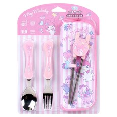 LiLFANT 4件組餐具套裝 304不鏽鋼, 美樂蒂 粉色, 1組