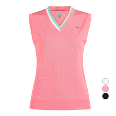 luxgolf 女款V領網狀針織高爾夫背心 LB3M502W