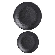 Homely Zakka 北歐輕奢風純色磨砂陶瓷餐具/牛排盤/西餐盤2件組, 大圓平盤 + 小圓平盤, 磨砂黑, 1組