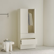 웰퍼니쳐 카린 높은 옷장 시리즈 3단 서랍형 방문설치, 매트 아이보리