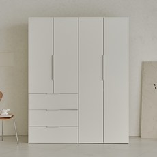 웰퍼니쳐 카린 1단 행거형 + 3단 서랍장 높은 옷장세트, 매트아이보리