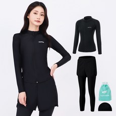 aquatica 女用拉鍊防曬衣 AQAWJP23006 + 水上運動緊身褲 AQA-WL + 彈性泳帽 + 透明袋組合