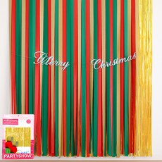 파티쇼 크리스마스파티 스트리머 + 커튼홀로그램골드 4p + 캘리그래피가랜드 + 글루닷 세트, 혼합색상, 1세트