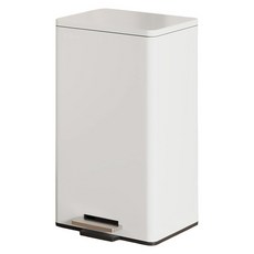 ONE HOUSE 格拉斯高質感靜音緩降不鏽鋼垃圾桶 OH-Q604-C1 平蓋 25L, 米白色