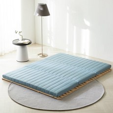 더코이즈 스마트 슬립 라텍스 3단 접이식 토퍼 매트리스, 네오민트, 7.5cm