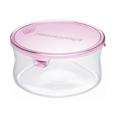 iwaki 耐熱玻璃圓型微波盒 1.3L, 粉色, 1個