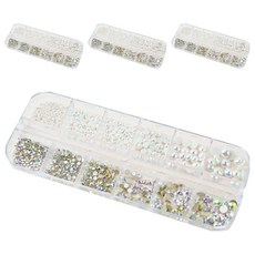 亮彩AB水晶圓形 + AB半珍珠美甲飾品12種套組, 9, 4個